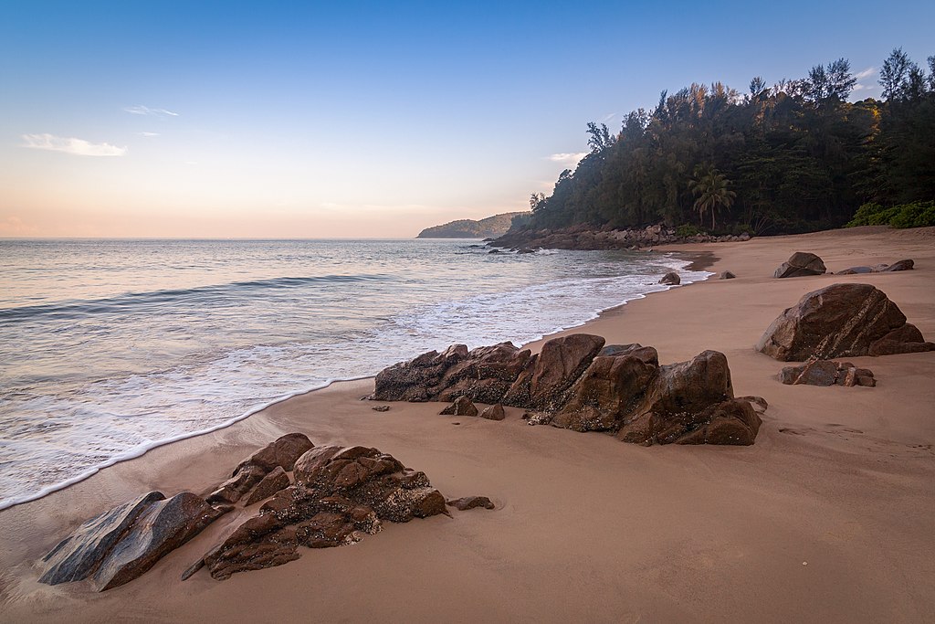 Sunrize over Banana beach, Phuket, Thailand early in the morning.