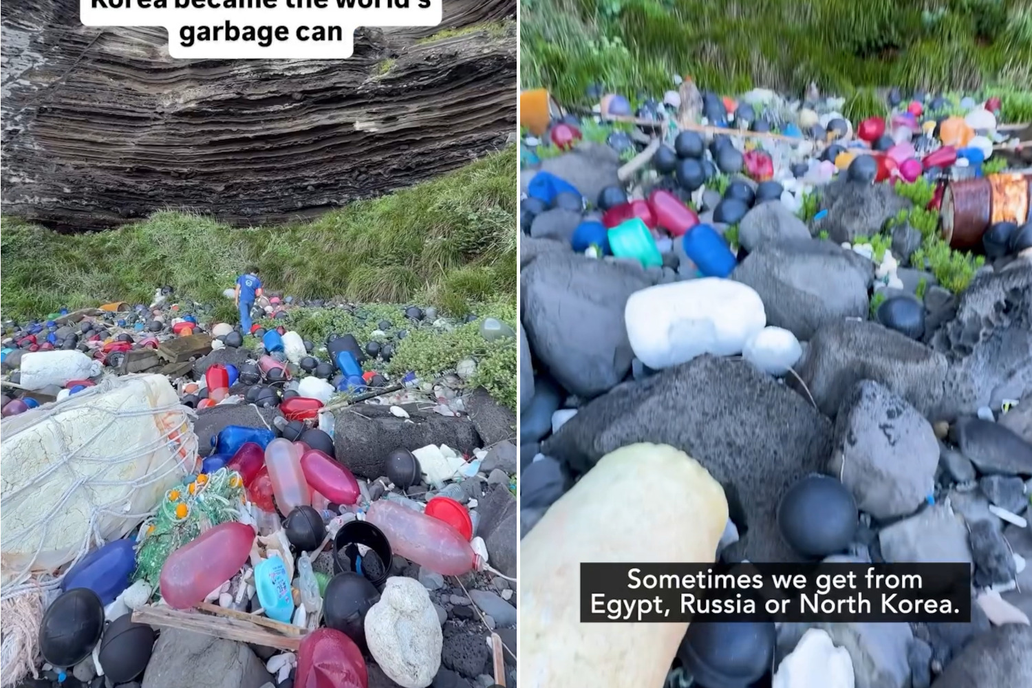 Plastic waste remote island