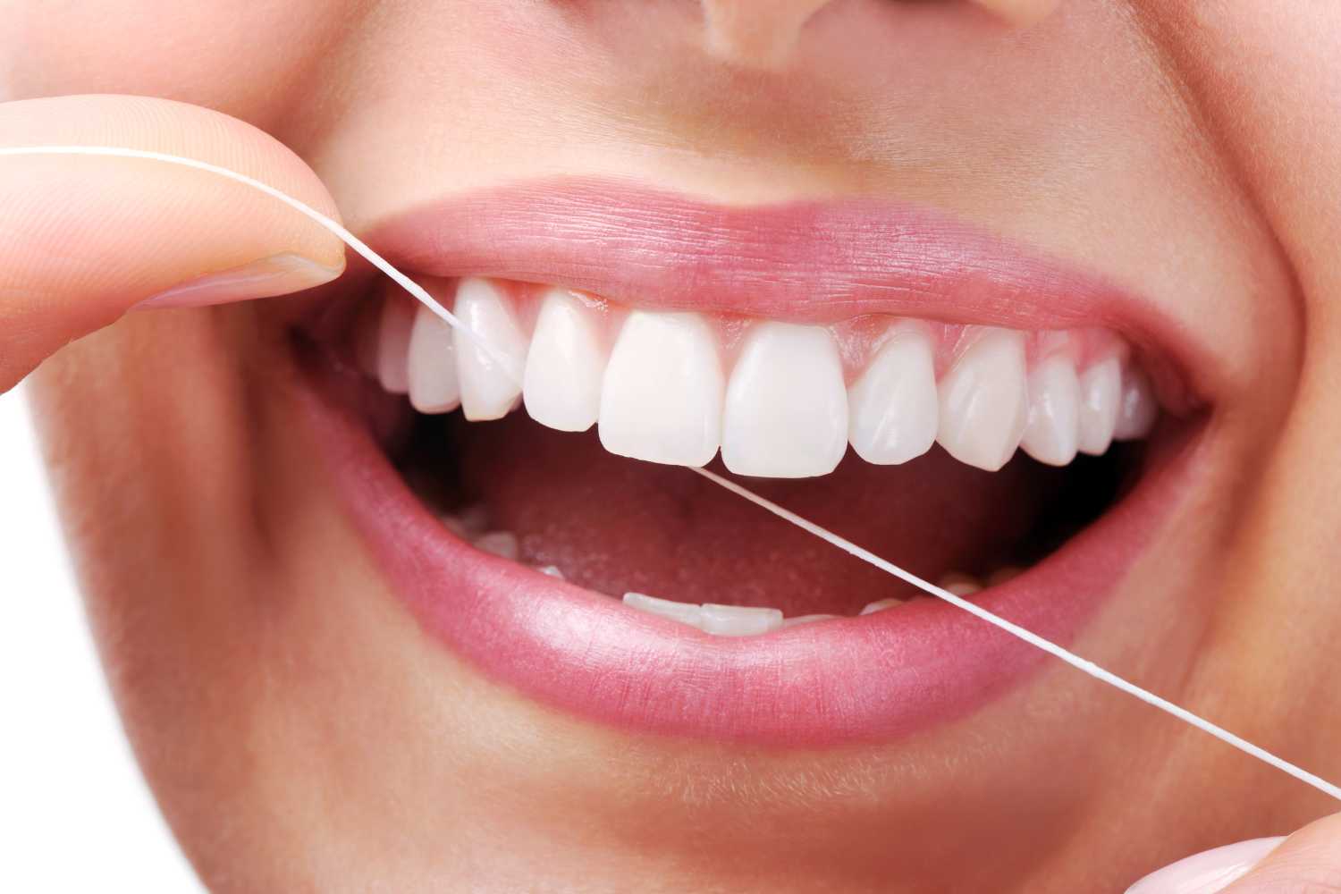 Flossing teeth