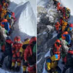 Queues of climbers on Everest