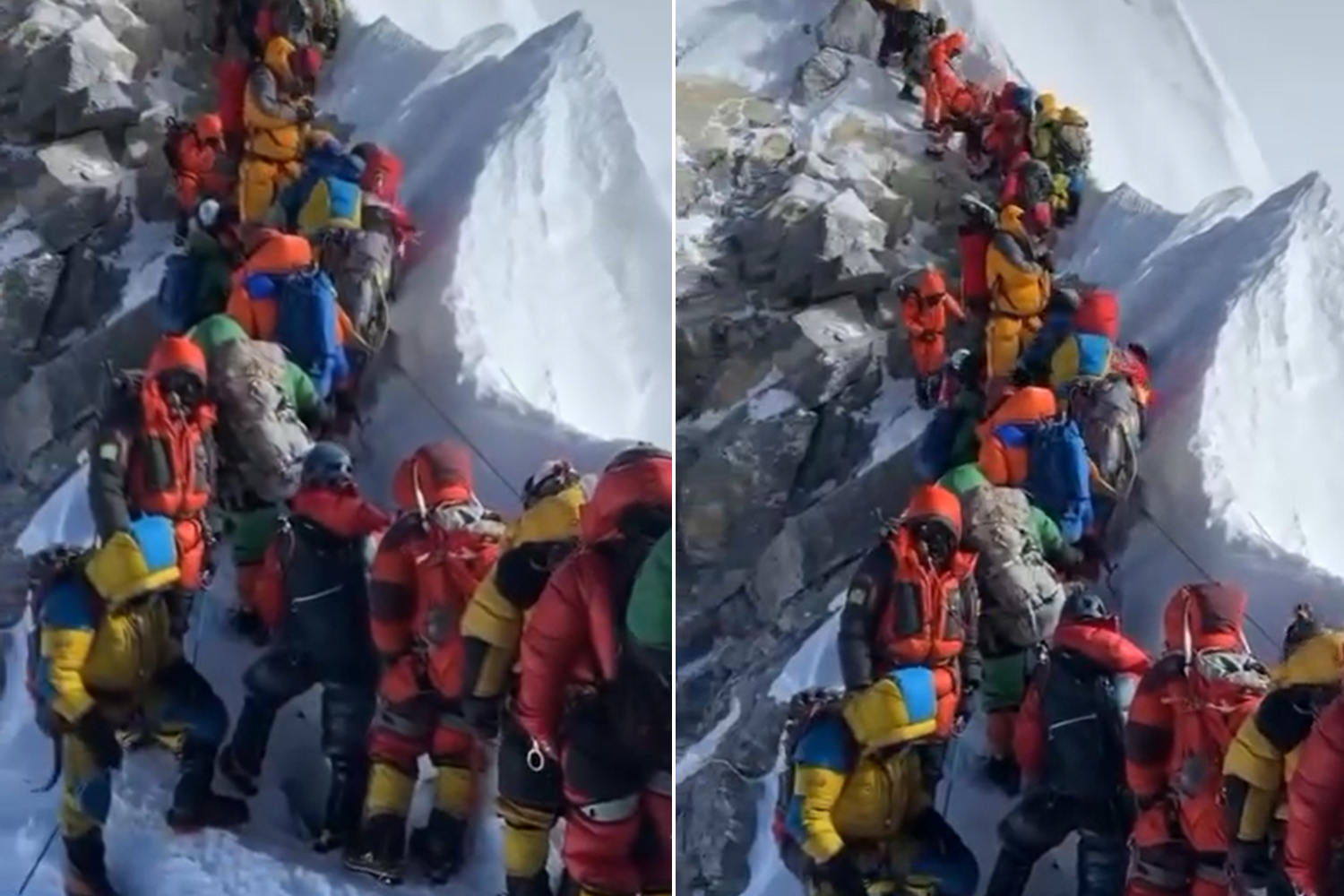Queues of climbers on Everest