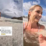 Influencer immerses herself in a sea of white foam
