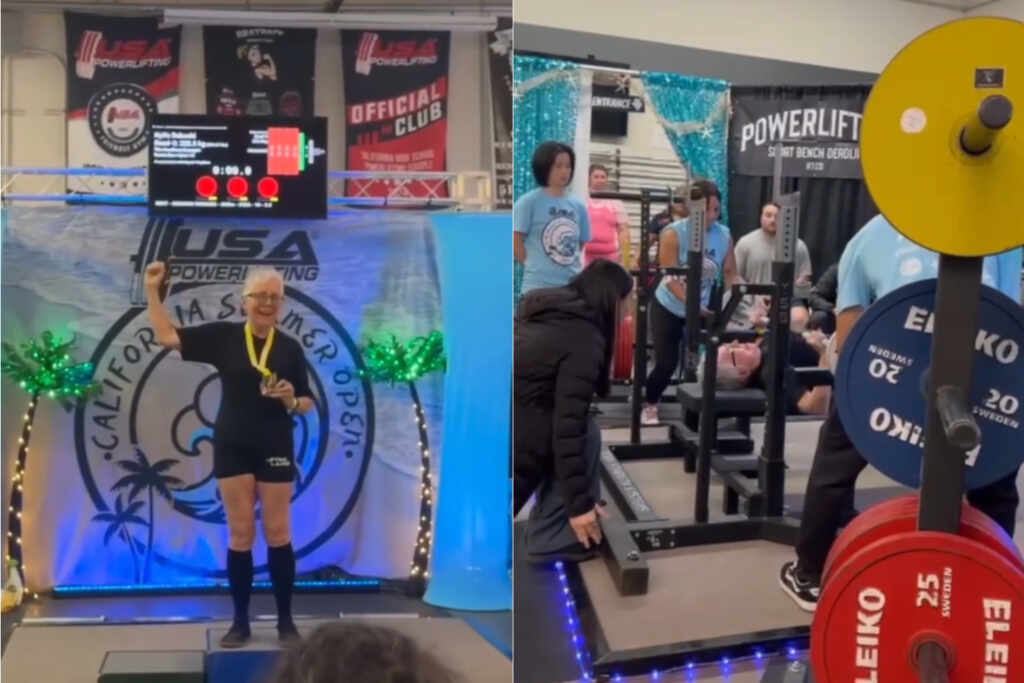 Sister Pat Farrell, a Dominican nun competitive powerlifting