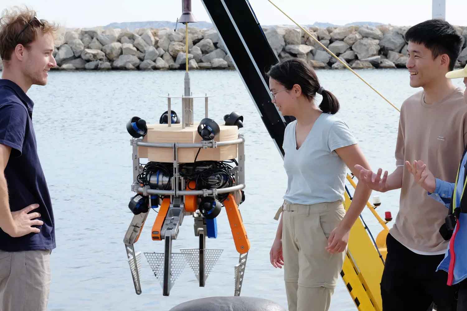 Autonomous underwater robot cleaning Marseille seabed like a vacuum cleaner