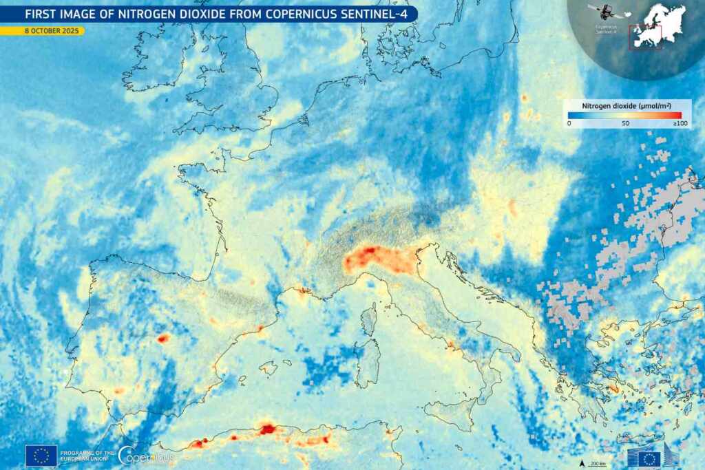 Sentinel-4 satellite images show Europe's most polluted areas (Po Valley situation is critical)